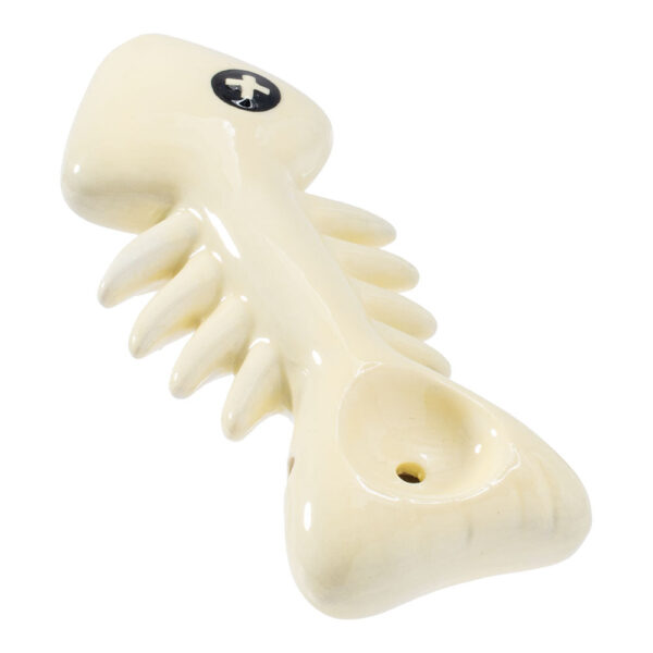 Wacky Bowlz Fish Skeleton Ceramic Hand Pipe – 4″ - Image 3