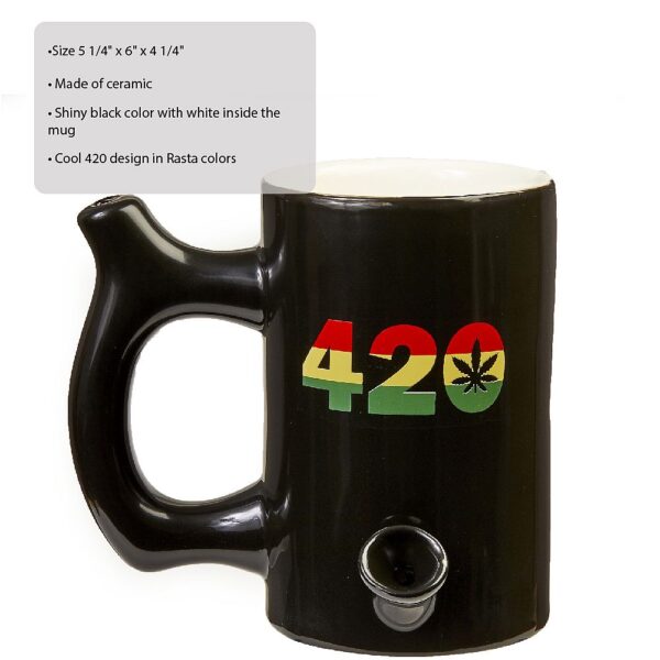 420 Mug – Black Mug with Rasta Colors - Image 2