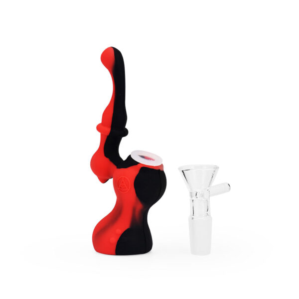 Ritual – 5” Silicone Upright Bubbler – Black & Red - Image 2