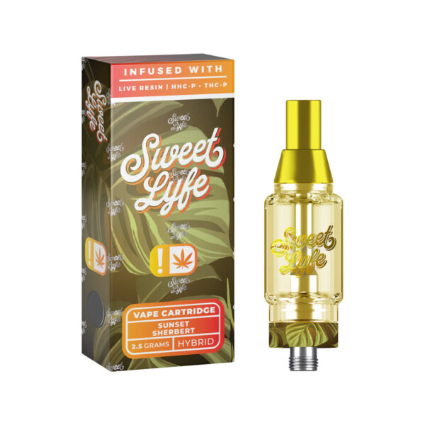 Sweet Life 2.5ml Vape Cartridges Infused with Live Resin HHC-P+THC-P – Sunset Sherbert – Hybrid