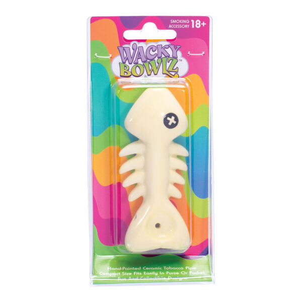 Wacky Bowlz Fish Skeleton Ceramic Hand Pipe – 4″ - Image 4