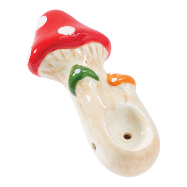 Wacky Bowlz Tri Mushroom Ceramic Pipe – 4″ - Image 2