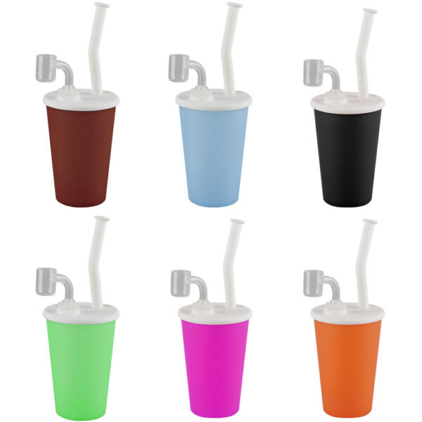 Soda Cup Silicone Oil Rig – 9″ / 14mm F / Colors Vary