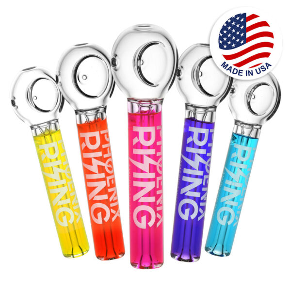 Phoenix Rising Glycerin Spoon Hand Pipe – 7″ / Colors Vary