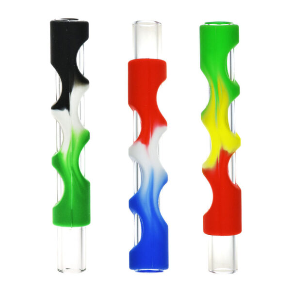Silicone Covered Glass Insert Chillum – 4″ / Colors Vary