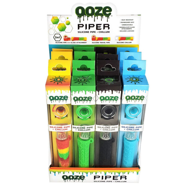 Ooze Piper 2-in-1 Silicone Pipe + Chillum – Asst – 12PC DISP