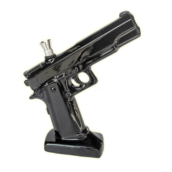 Ceramic .45 Pistol Shaped Water Pipe – 8.5″