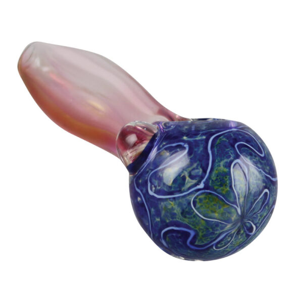 Gold Fumed Blue Headed Spoon Pipe - Image 2