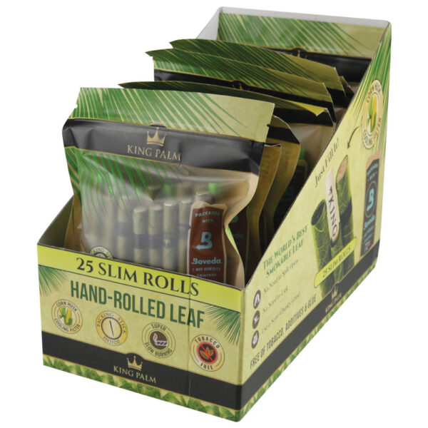 King Palm Hand Rolled Leaf – 25ct / Slim – 8PC DISPLAY
