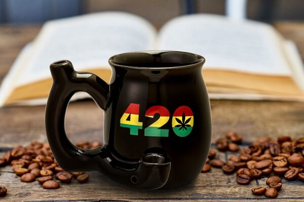 420 Mug – Black Mug with Rasta Colors - Image 3