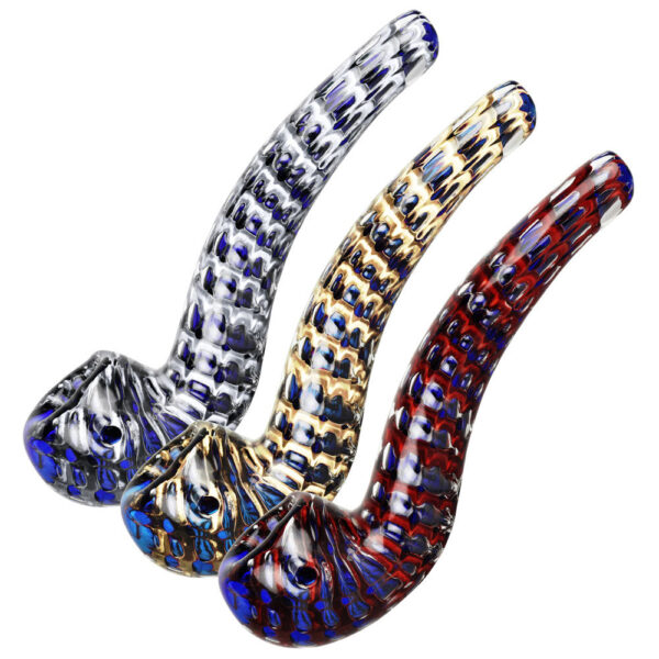 Striated Two Tone Bubbly Glass Long Pipe – 6″ / Colors Vary