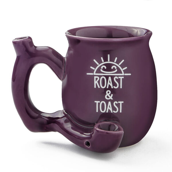 Premium Roast & Toast Single Wall Mug – Shiny Plum with White Print