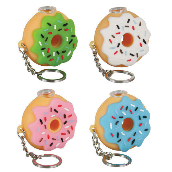 Silicone Donut One Hitter Keychain – 2″ / Colors Vary