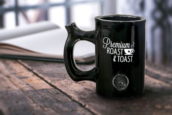 Premium Roast & Toast Mug – Shiny Black with White Print - Image 7