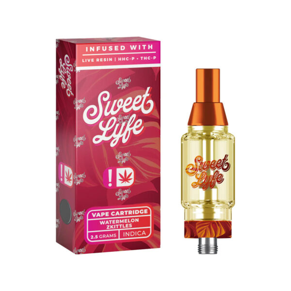 Sweet Life 2.5ml Vape Cartridges Infused with Live Resin HHC-P+THC-P – Watermelon Zkittles – Indica