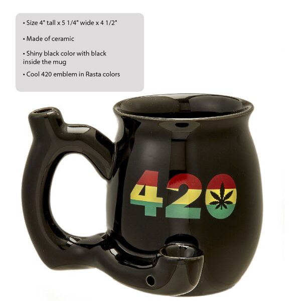 420 Mug – Black Mug with Rasta Colors - Image 4