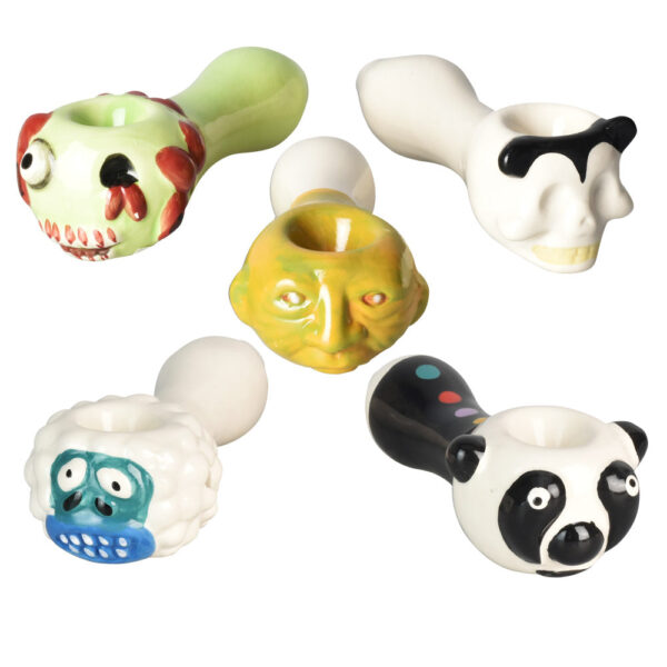 5PC SET- Ghoulish Creature Ceramic Hand Pipe -4.5″/Asst Styles