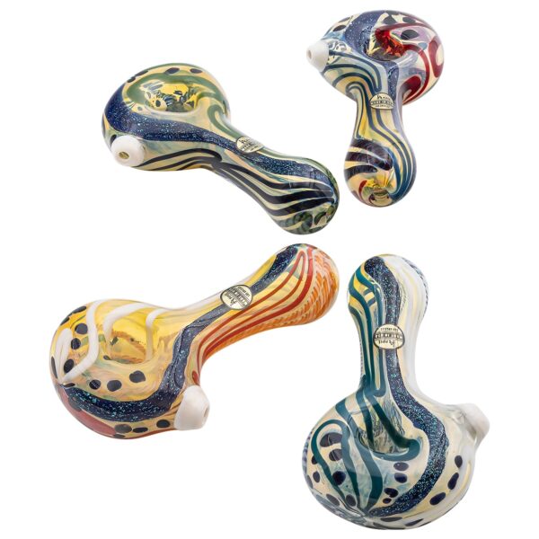 LA Pipes “Dollar Pancake” Dichroic Color-Changing Spoon Glass Pipe