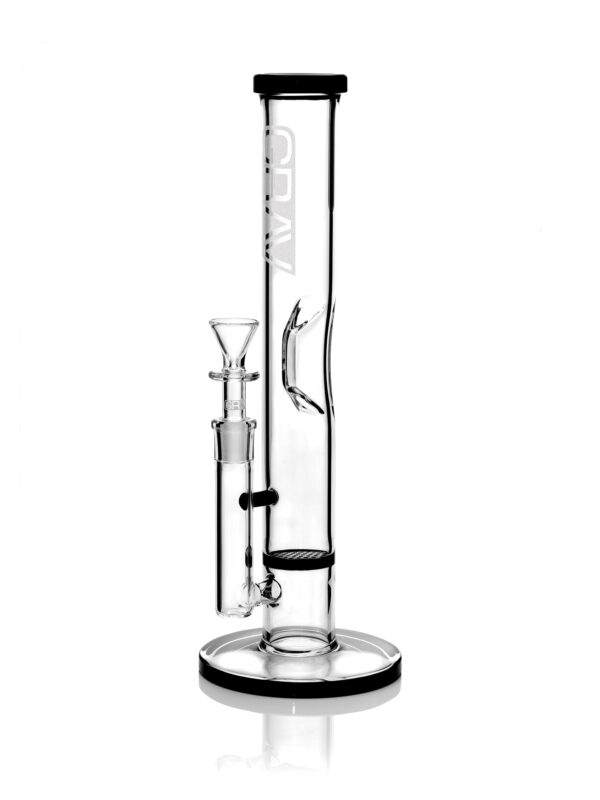 GRAV® Medium Straight Base w/ Disc Water Pipe – Black Accent