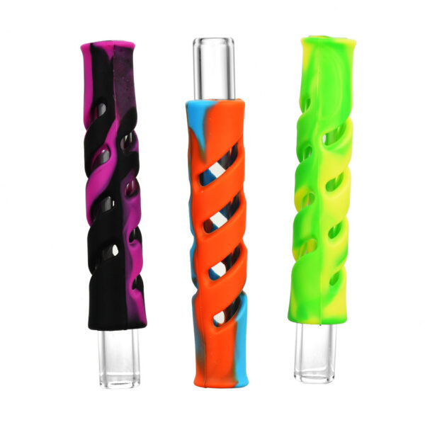 Swirled Silicone Wrapped Glass Taster – 4″ / Colors Vary