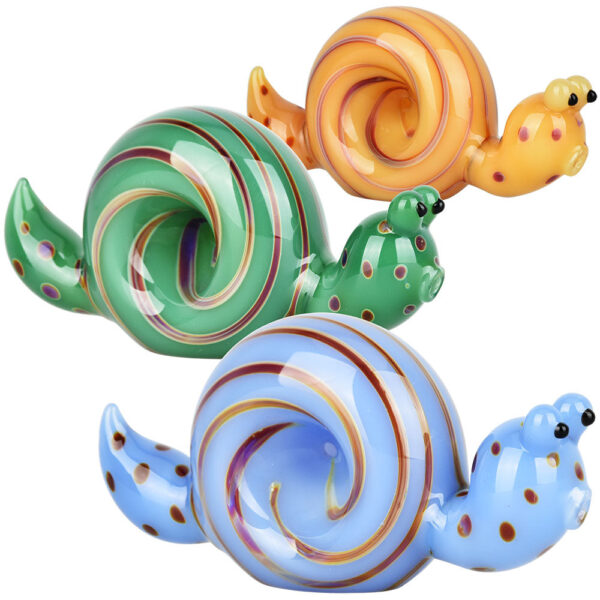 Spun Snail Glass Hand Pipe – 4″ / Colors Vary