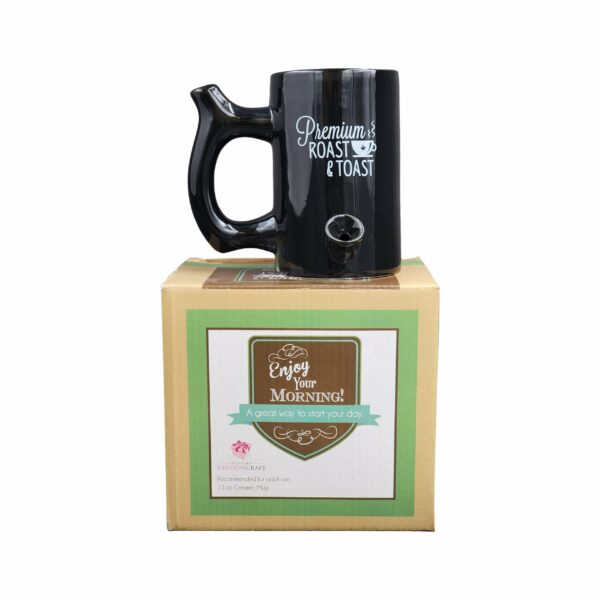 Premium Roast & Toast Mug – Shiny Black with White Print - Image 11