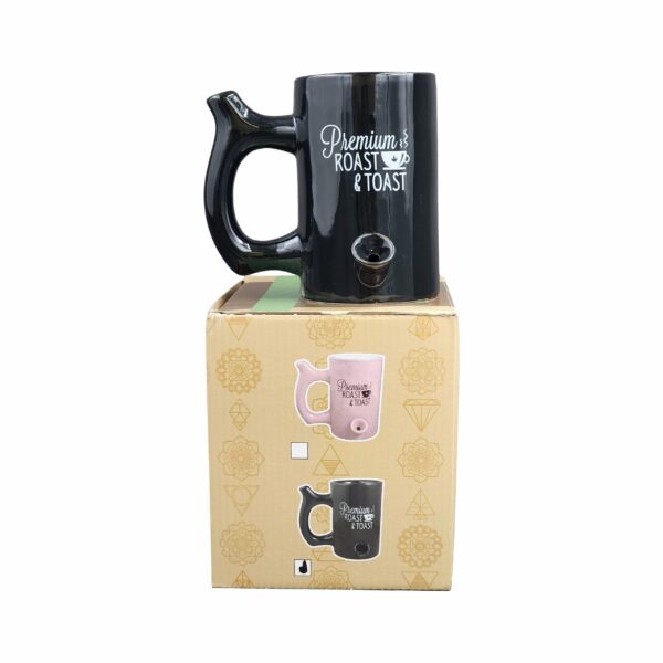 Premium Roast & Toast Mug – Shiny Black with White Print - Image 10