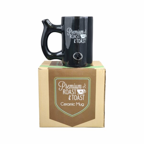 Premium Roast & Toast Mug – Shiny Black with White Print - Image 9
