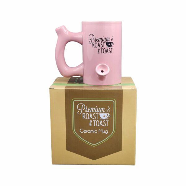 Pink roast & Toast mug with black logo - Image 6