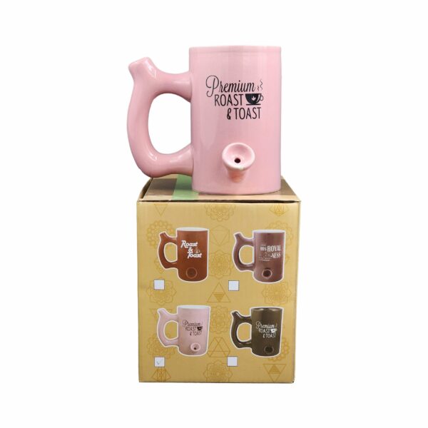 Pink roast & Toast mug with black logo - Image 7