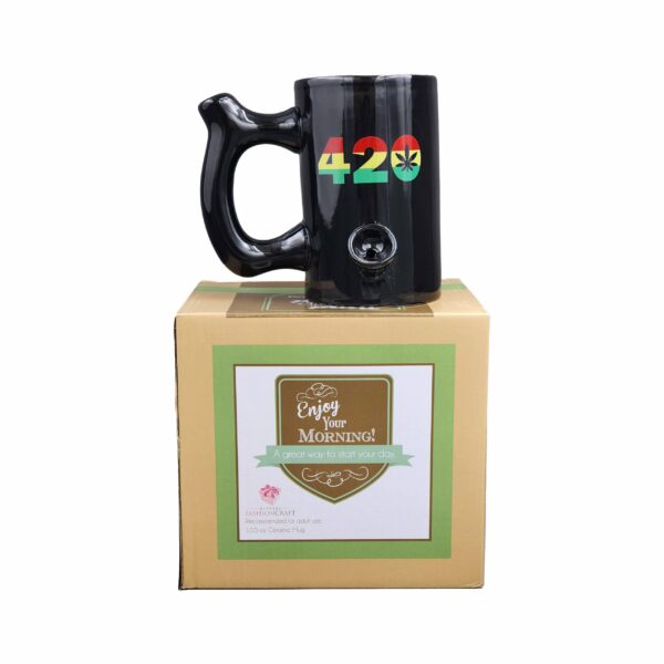 420 Mug – Black Mug with Rasta Colors - Image 6