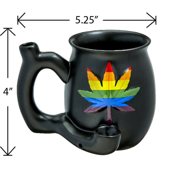 embossed leaf matt black mug – rainbow leaf - Image 4