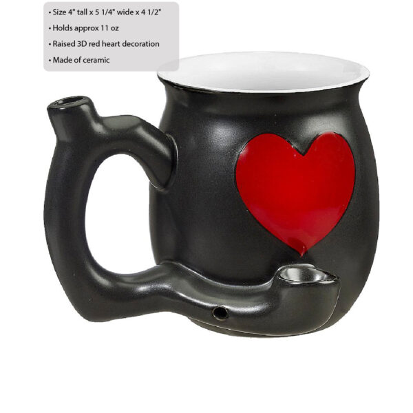 Embossed Red Heart Mug – White Inside - Image 2