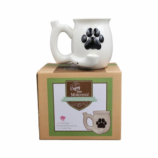 Dog Paw Mug – White with Black Paw - Image 4