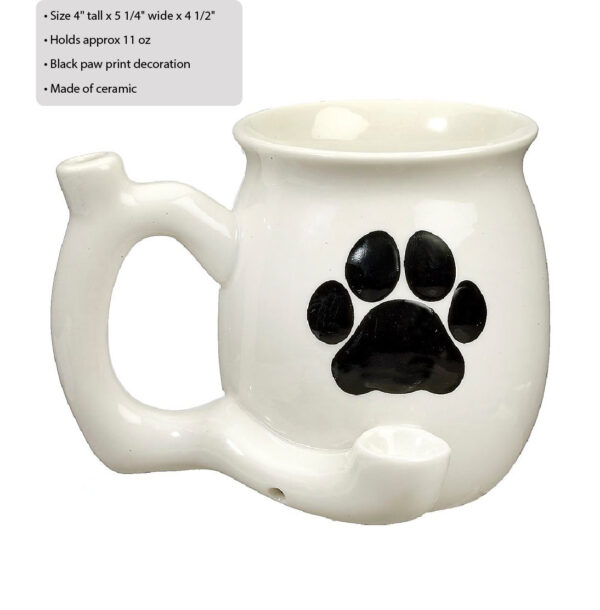 Dog Paw Mug – White with Black Paw - Image 2