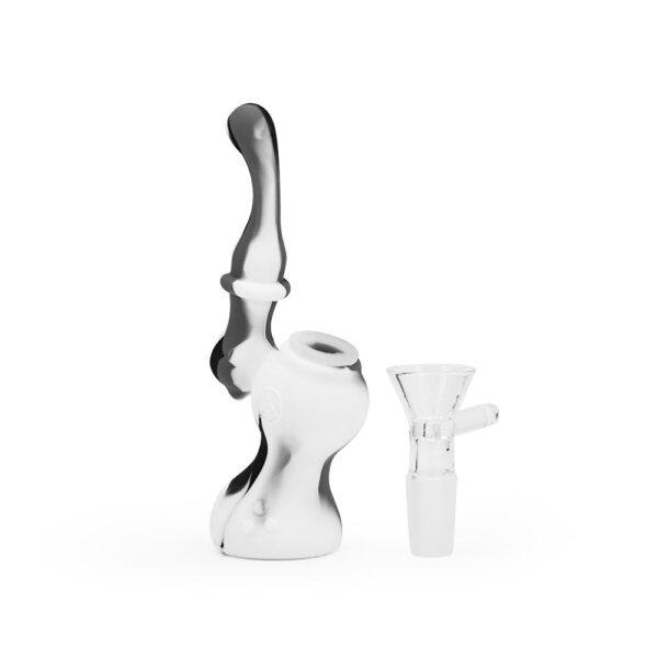 Ritual – 5” Silicone Upright Bubbler – Black & White Marble - Image 2
