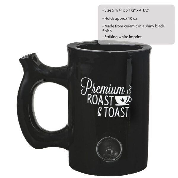 Premium Roast & Toast Mug – Shiny Black with White Print - Image 5
