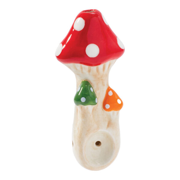 Wacky Bowlz Tri Mushroom Ceramic Pipe – 4″