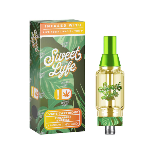 Sweet Life 2.5ml Vape Cartridges Infused with Live Resin HHC-P+THC-P – Pineapple Express – Hybrid