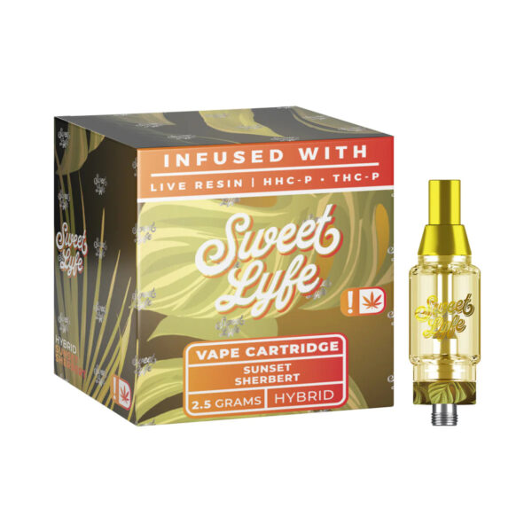 Sweet Life 2.5ml Vape Cartridges Infused with Live Resin HHC-P+THC-P – Sunset Sherbert – Hybrid - Image 2