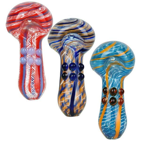 Lacey Pleasure Glass Spoon Pipe – 3.75″ / 10pcs