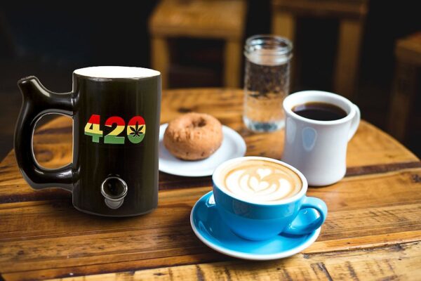 420 Mug – Black Mug with Rasta Colors - Image 3