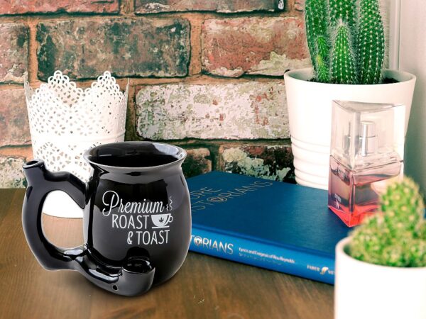 Premium Roast & Toast Single Wall Mug – Shiny Black with White Print - Image 5