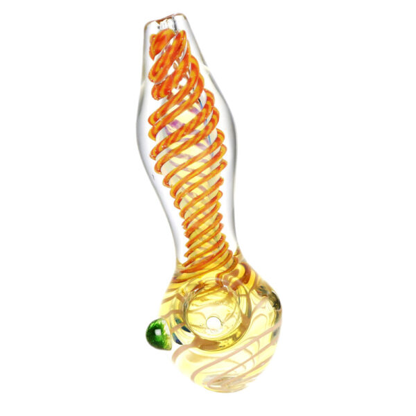 Deep Spiral Glass Hand Pipe w/ Marble