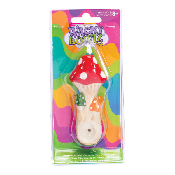 Wacky Bowlz Tri Mushroom Ceramic Pipe – 4″ - Image 3