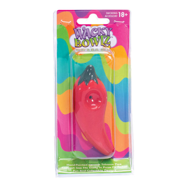 Wacky Bowlz Chili Pepper Ceramic Hand Pipe – 4″ - Image 3