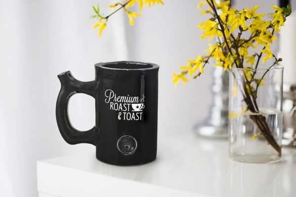 Premium Roast & Toast Mug – Shiny Black with White Print - Image 6