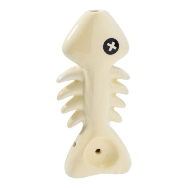 Wacky Bowlz Fish Skeleton Ceramic Hand Pipe – 4″