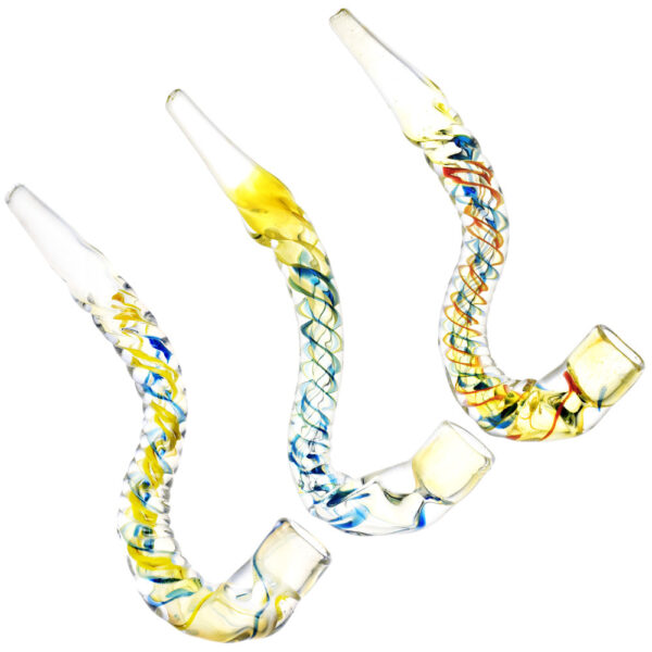 Twisty Worm Curved Glass Taster – 4.75″ / Colors Vary