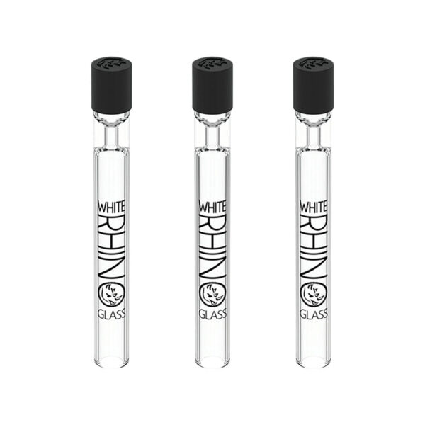White Rhino Chillum Pipe w/ Silicone Cap | 4.25″ | 25pc Display - Image 2